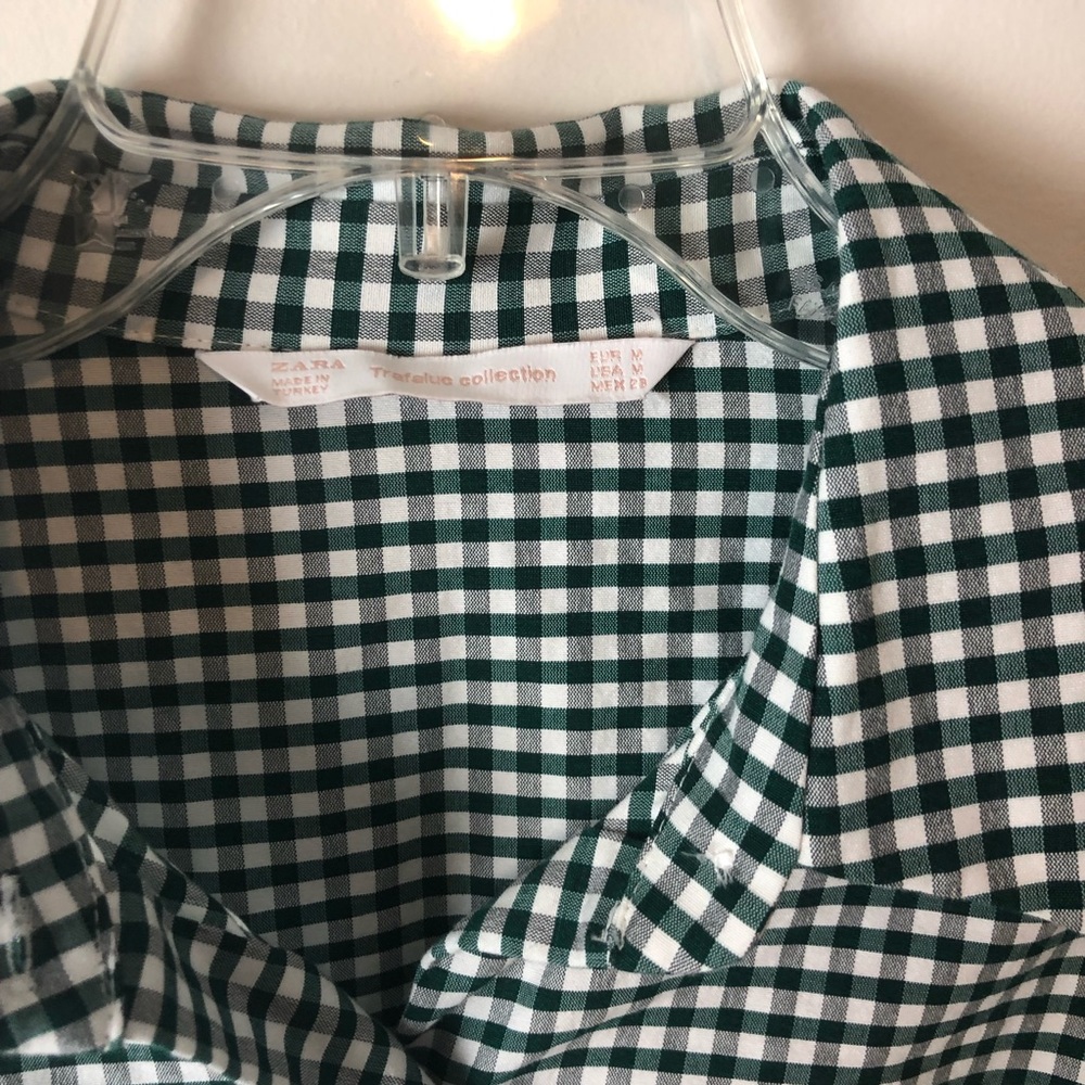 Zara Trafaluc Checkered Small Peplum Button Up - Picture 4 of 5